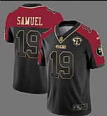 Men's San Francisco 49ers #19 Deebo Samuel Balck With 75th Anniversary Patch Stitched Football Jersey Dzhi,baseball caps,new era cap wholesale,wholesale hats